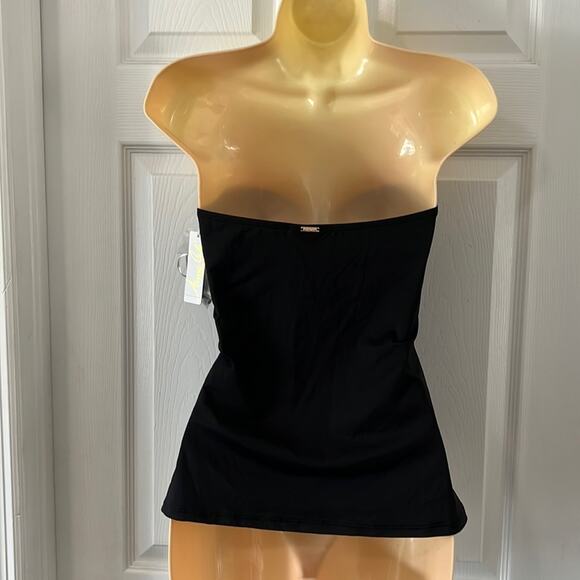 Anne Cole Black Strapless Tankini Top NWT Woman Size Medium - Picture 3 of 8